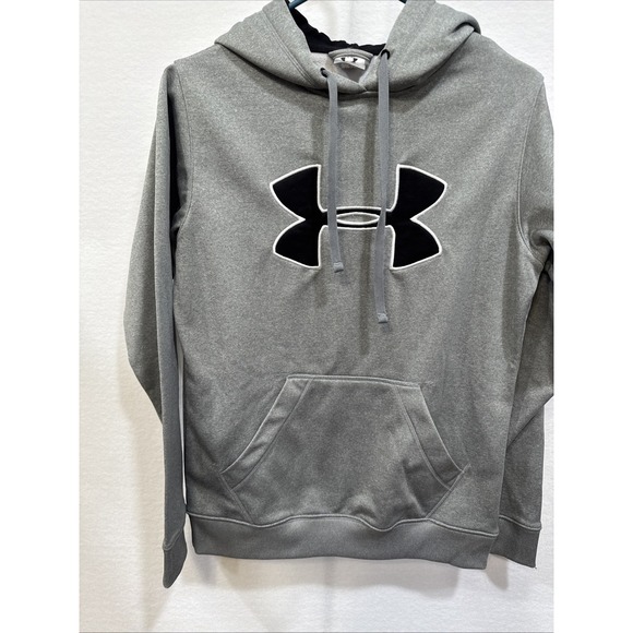 Under Armour Hoodie~Womens S Gray ~Pullover~Graphic Embroidered - Picture 1 of 13